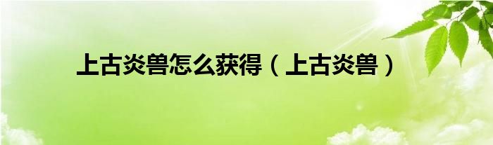 上古炎兽怎么超进化（上古炎兽bug）