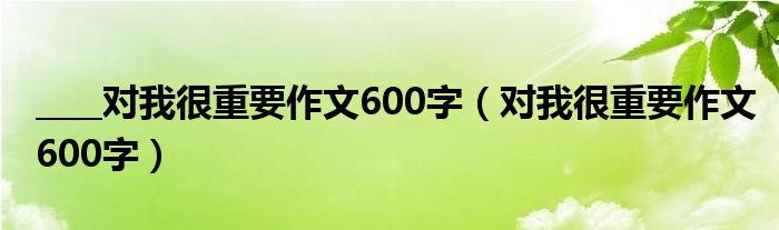 对我很重要作文800字半命题（我很重要500字左右的作文）