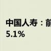 中国人寿：前三季度原保险保费收入同比增长5.1%