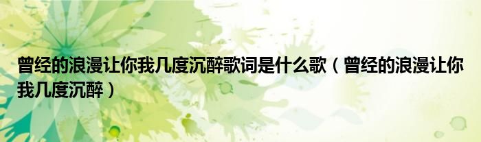 曾经的浪漫让你我几度沉醉歌词是什么歌（曾经的浪漫让你我几度沉醉）