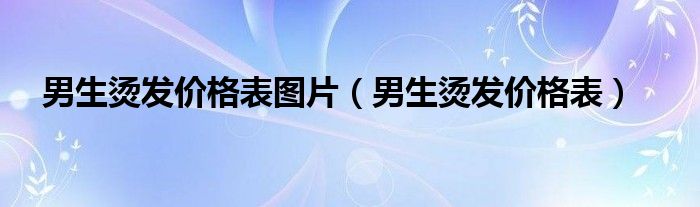男生烫发价格表图片摩根烫（男生烫发和女生烫发价格一样吗）
