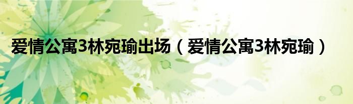 《爱情公寓》里面的林宛瑜（林宛瑜在爱情公寓3出现了几集）