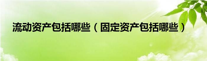 固定资产包括不动产吗（固定资产包括流动资产吗）