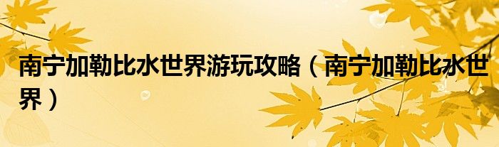 南宁加勒比水世界门票价格哪里买（南宁加勒比水世界多少钱一张门票）