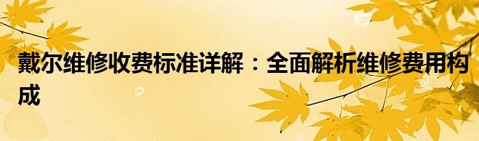 戴尔维修收费明细（戴尔 维修价格）